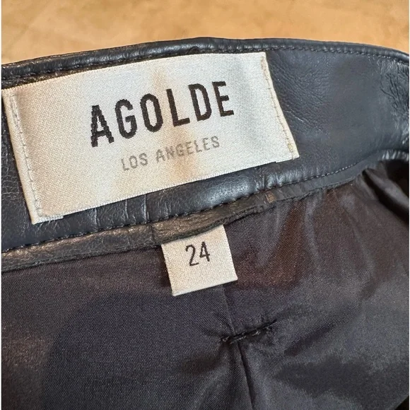 AGOLDE 90s Pinch Waist recycled leather gray pants 24 - Picture 6 of 12